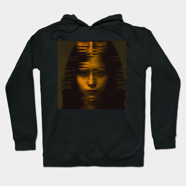 GOT CREDIT Dark Creepy Glare Glitch Art Portrait Hoodie by raspberry-tea